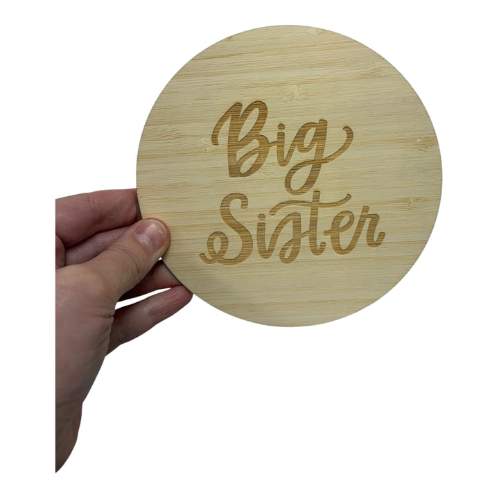 SAMPLE | Lovely Lettering Sibling Announcement Card - Light Bamboo