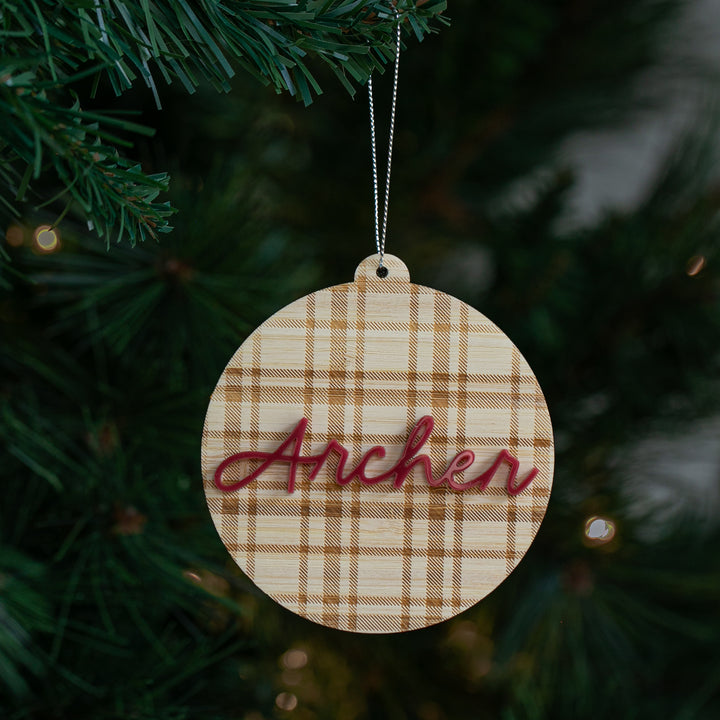 Tartan Personalised Christmas Bauble