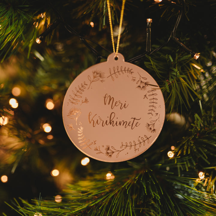 Personalised Pōhutukawa Wreath Kirihimete Bauble