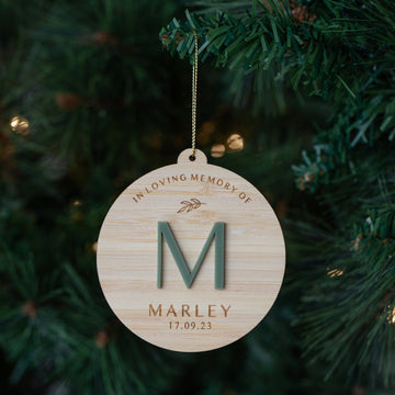 Memorial Initial Personalised Christmas Bauble