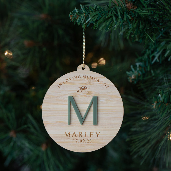 Memorial Initial Personalised Christmas Bauble