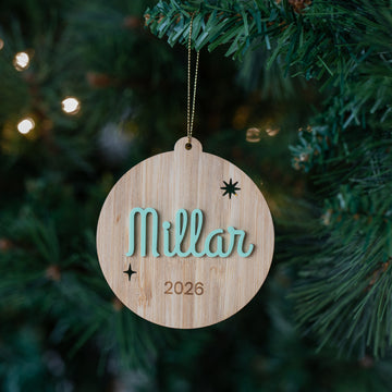 Retro Personalised Christmas Bauble