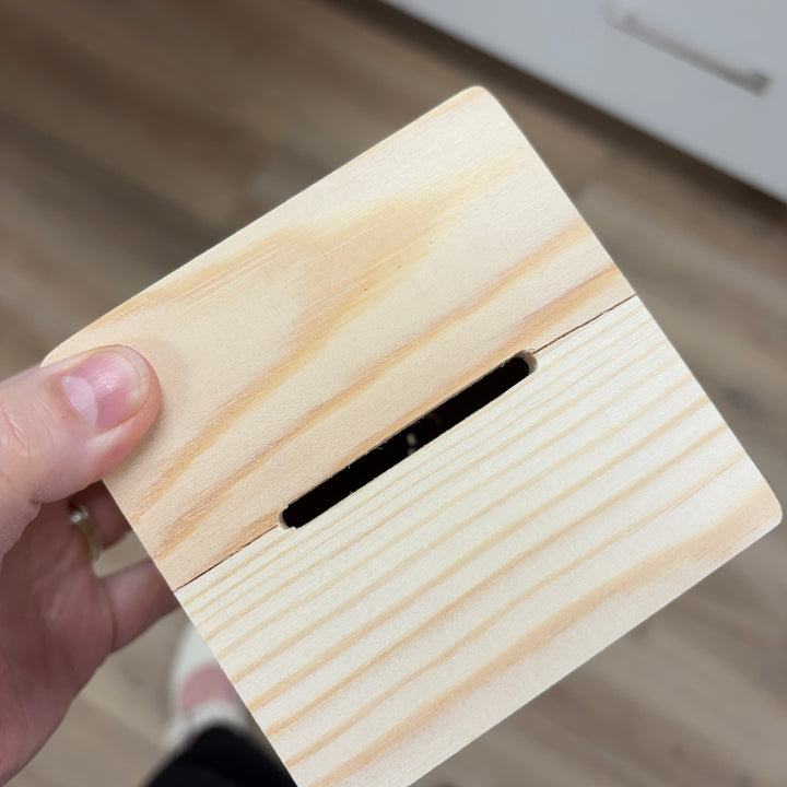 A Personalised Wooden Money Box.