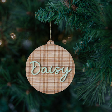 Tartan Personalised Christmas Bauble