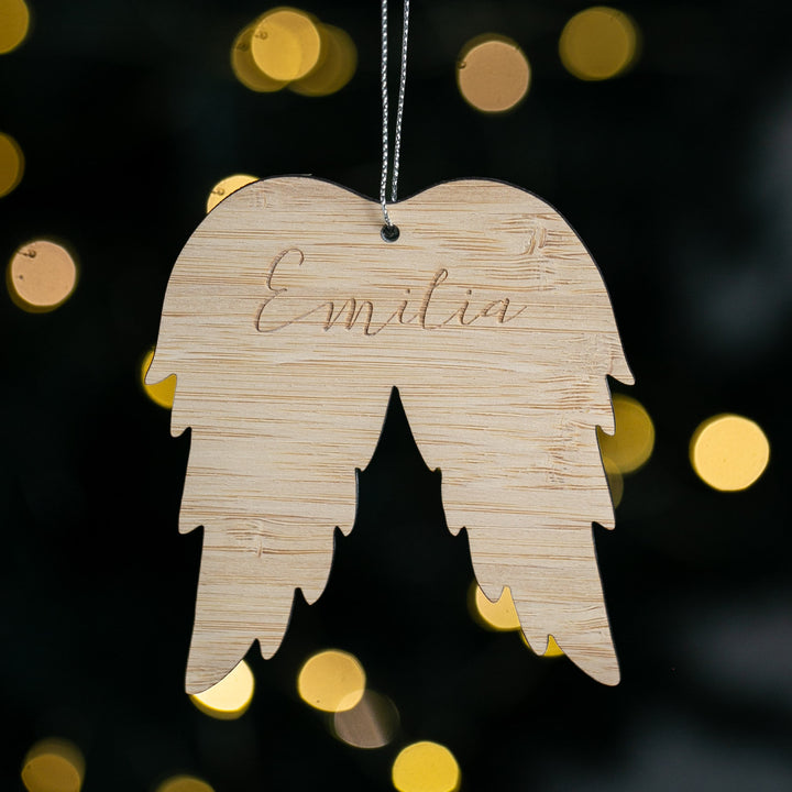 Wooden angel ornament with &