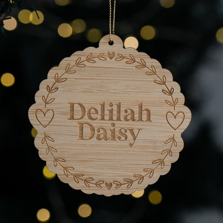 Wooden ornament with &