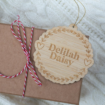 Wooden ornament with &