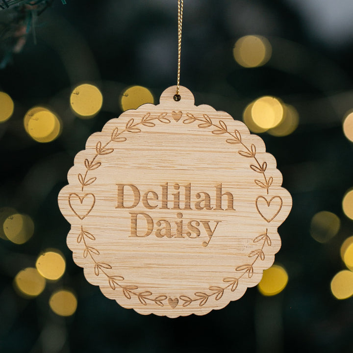 Wooden ornament with &