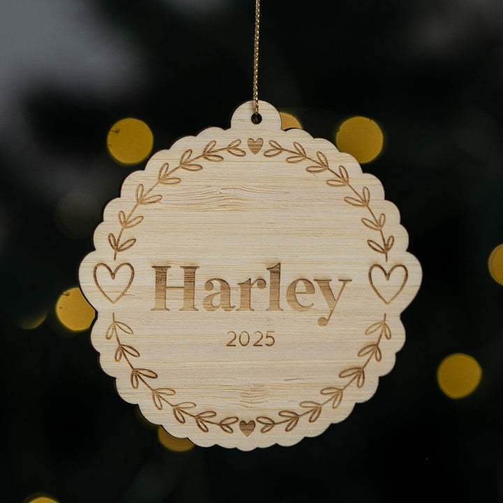 Wooden ornament with &