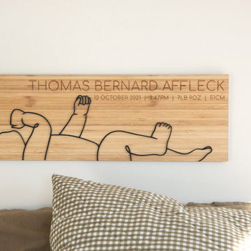 Personalised Newborn Line Art Birth Ruler