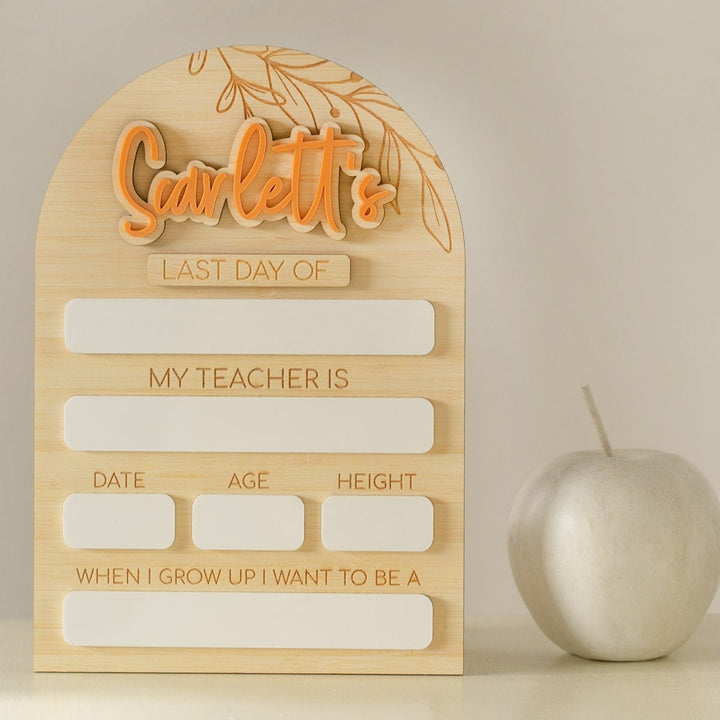 Personalised Large First Day/Last Day of School Whiteboard - Changeable Name