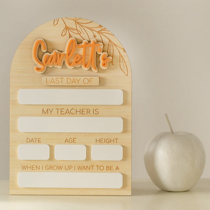 SAMPLE | Personalised First Day/Last Day School Whiteboard - Changeable Name
