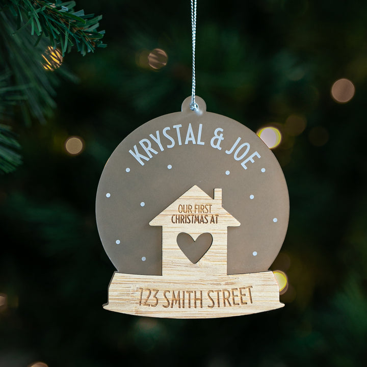 First Home Personalised Snowglobe Christmas Bauble