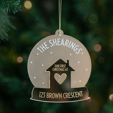First Home Personalised Snowglobe Christmas Bauble
