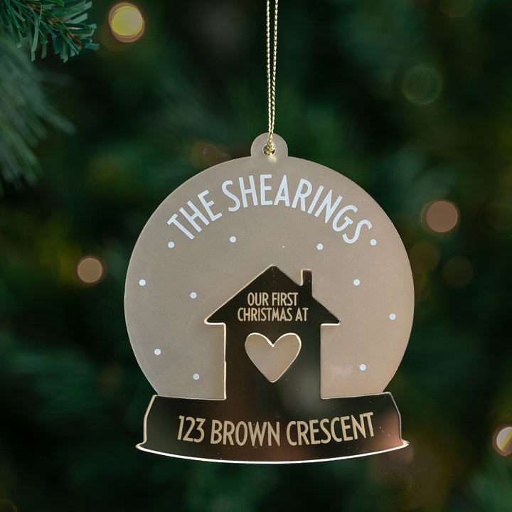 First Home Personalised Snowglobe Christmas Bauble