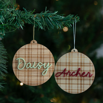 Tartan Personalised Christmas Bauble
