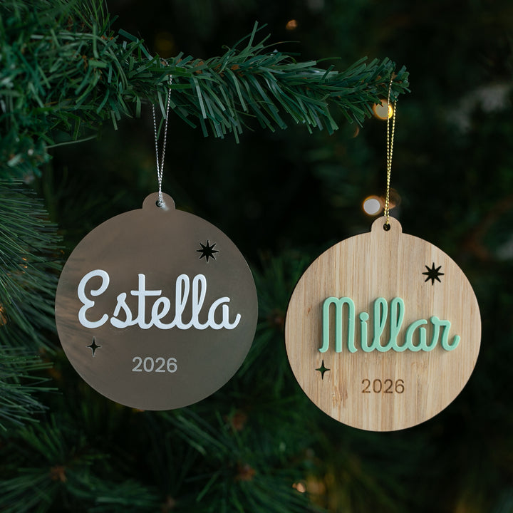 Retro Personalised Christmas Bauble