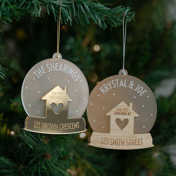 First Home Personalised Snowglobe Christmas Bauble
