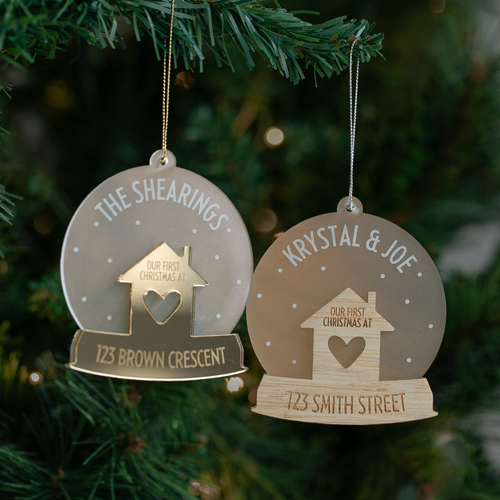 First Home Personalised Snowglobe Christmas Bauble