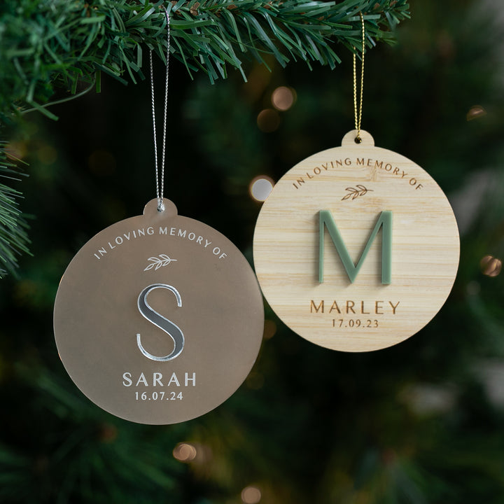 Memorial Initial Personalised Christmas Bauble