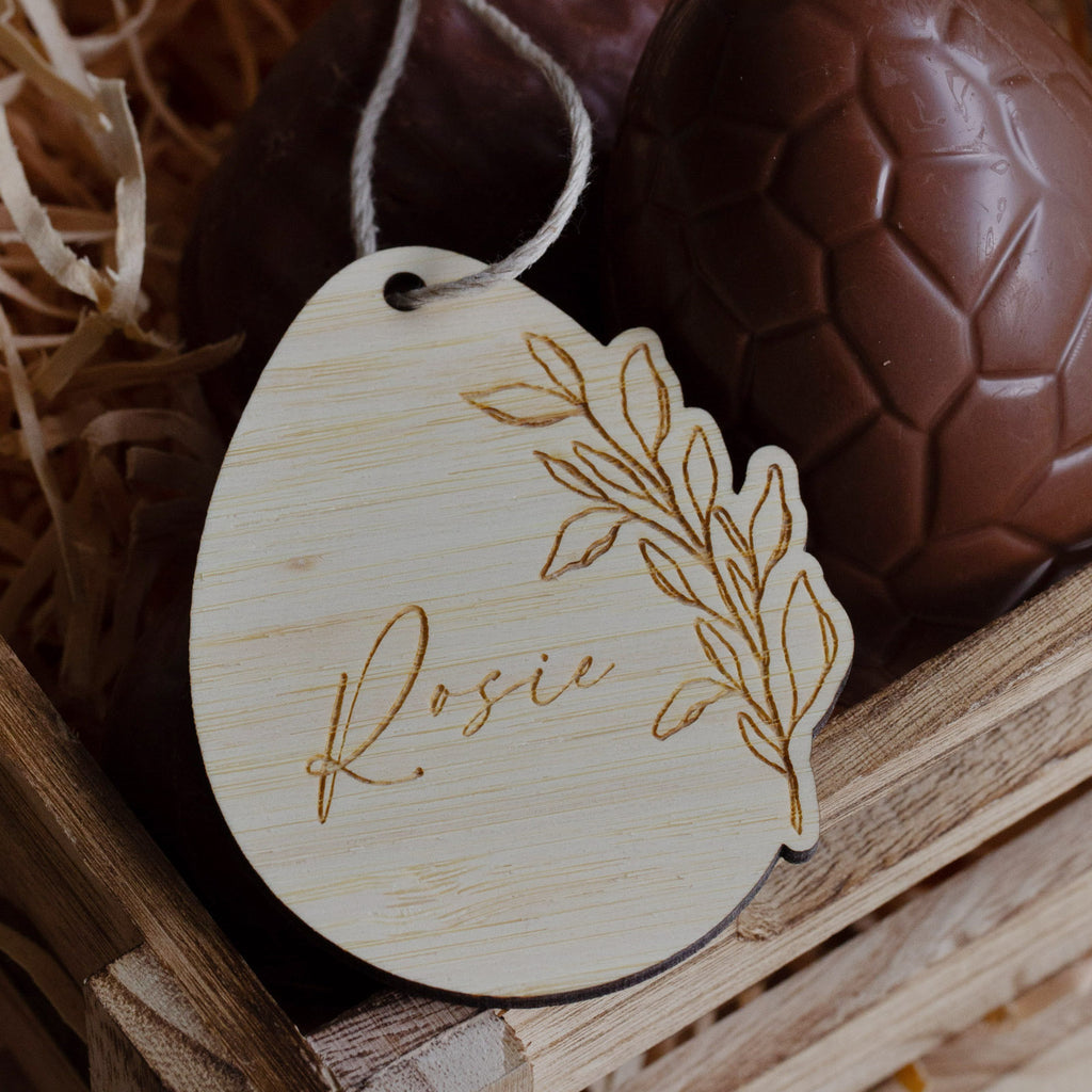 Personalised Wildflower Easter Tag in bamboo by Love from Seventeen NZ — from $12