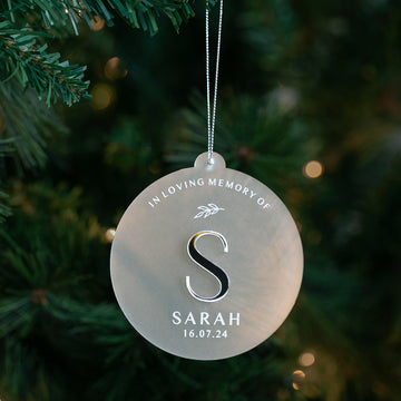 Memorial Initial Personalised Christmas Bauble