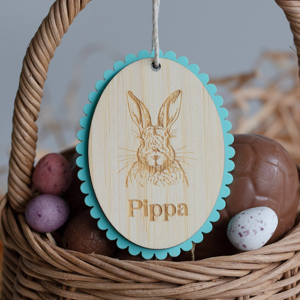 Personalised Portrait Easter Tag laser-cut from bamboo by Love from Seventeen NZ — $14