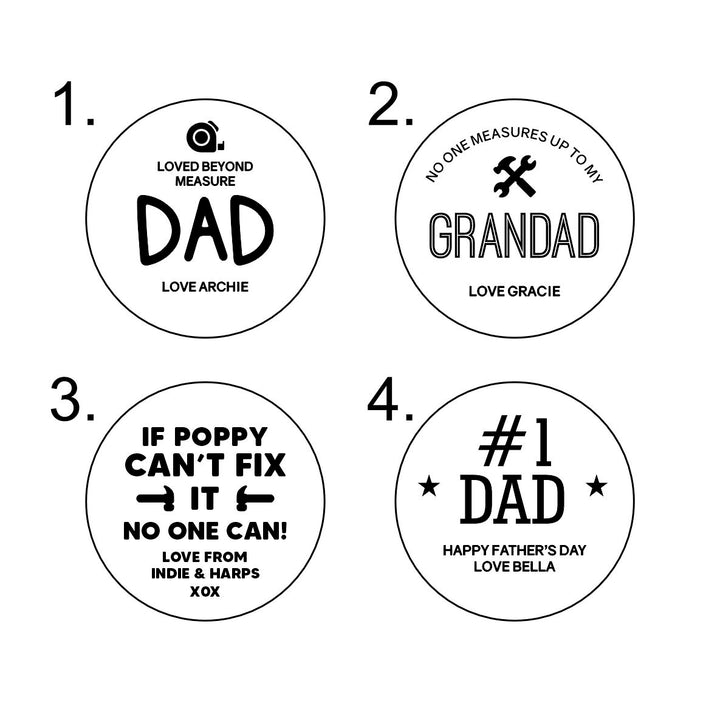 Four round badge designs with Father&