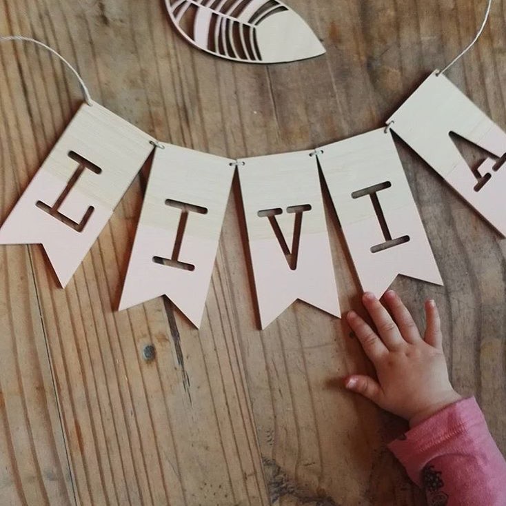 Mini bamboo name bunting personalised for a nursery — Love from Seventeen NZ $27