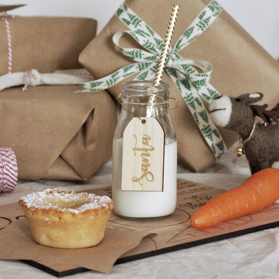 Santa swing tag for milk for Santa