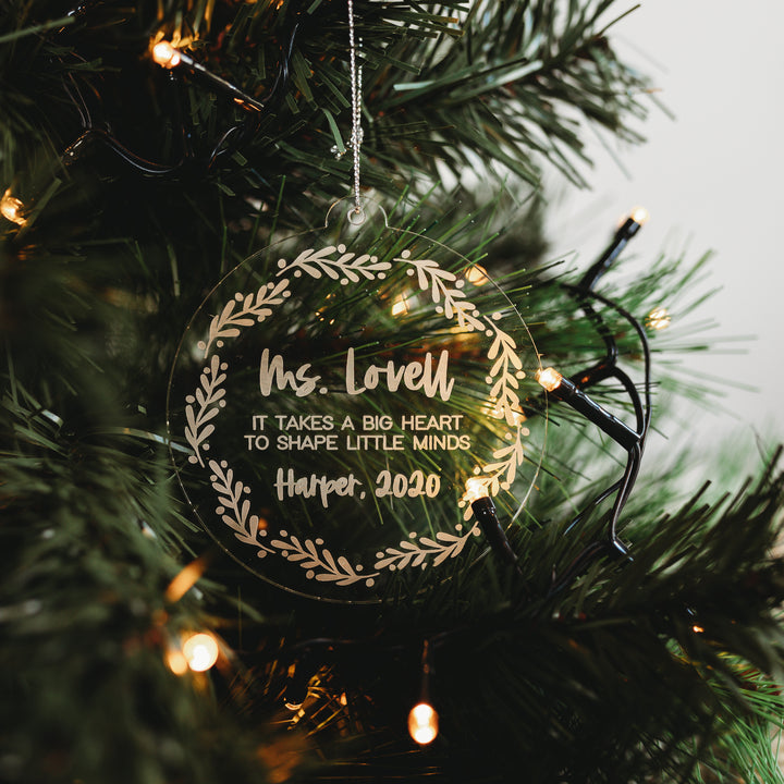 A personalized Christmas bauble with a teacher&