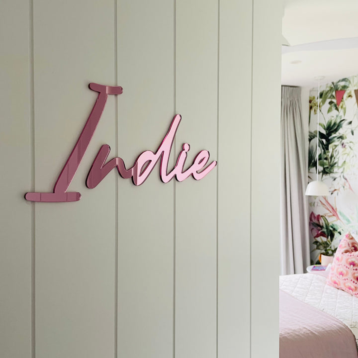 Pink Mirror Wall Name - other fonts available