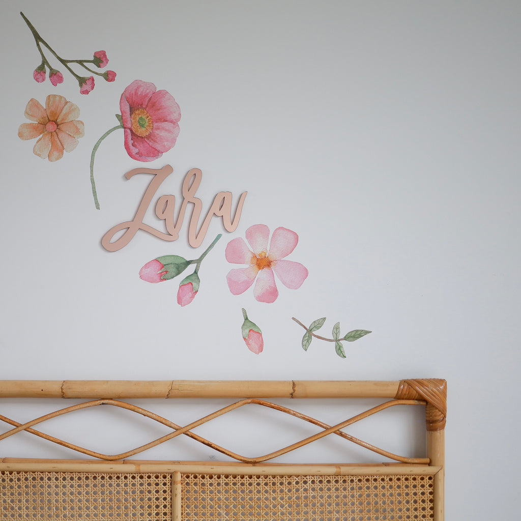 Mirror gold personalised wall name for nursery by Love from Seventeen NZ — $45